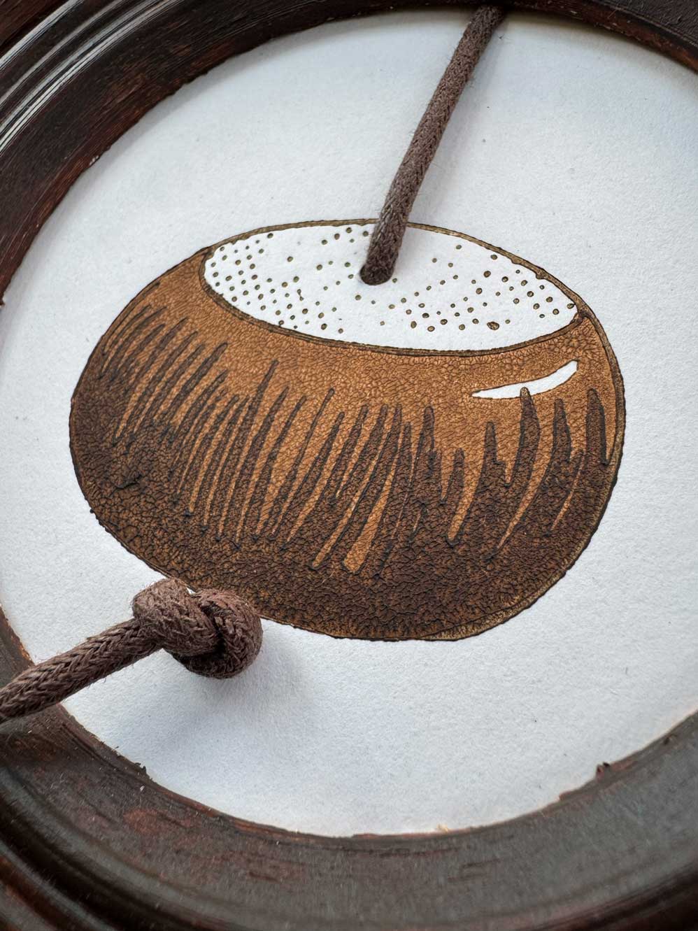 Close up of print surface on Champion Conker relief print
