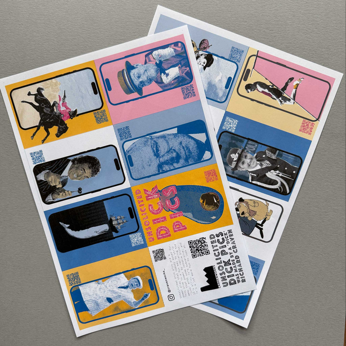 A4 flat printable template sheet for DIY SFW Unsolicited Dick Pics zine
